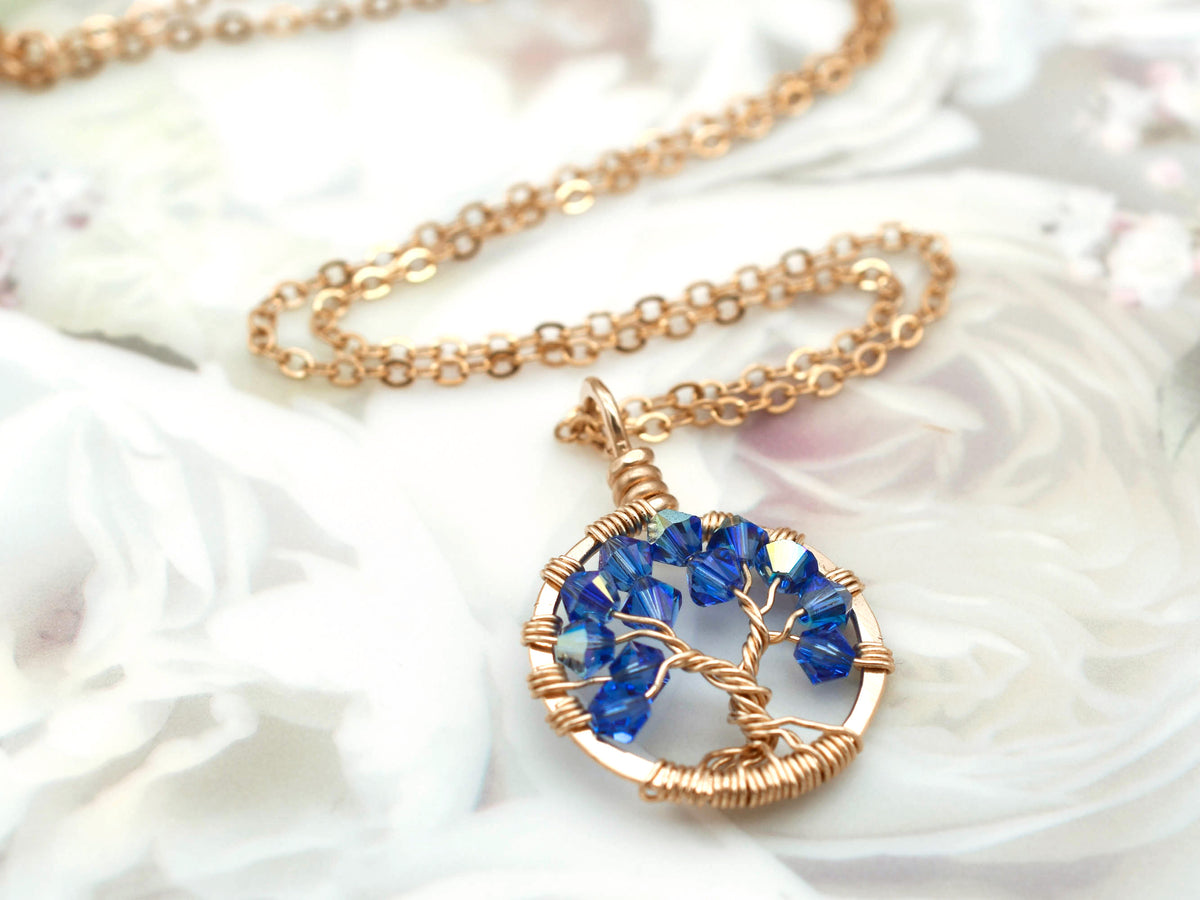 Sapphire tree deals of life necklace