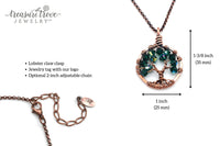 Copper Blue Zircon Tree of Life Crystal Necklace (December)