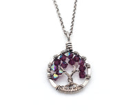 Silver Amethyst Tree of Life Crystal Necklace (February)