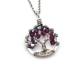 Silver Amethyst Tree of Life Crystal Necklace (February)