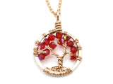 Gold Ruby Tree of Life Crystal Necklace (July)