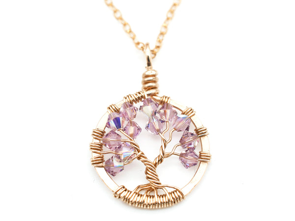 Gold Alexandrite Tree of Life Crystal Necklace (June)
