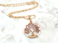 Gold Alexandrite Tree of Life Crystal Necklace (June)