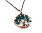 Copper Emerald Tree of Life Crystal Necklace (May)