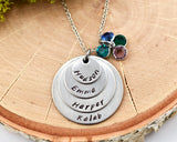 Silver Family Necklace - 4 names