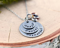 Three Name Stamped Necklace
