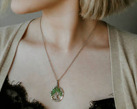 Silver Peridot Tree of Life Crystal Necklace (August)