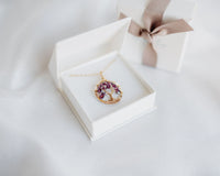 Gold Amethyst Tree of Life Crystal Necklace (February)